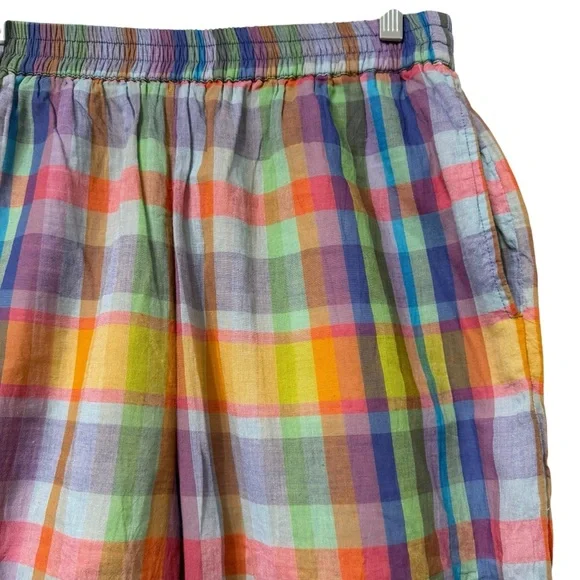 Free People Ticket To Paradise Multicolor Plaid Balloon Beach Pants - Picture 9 of 14